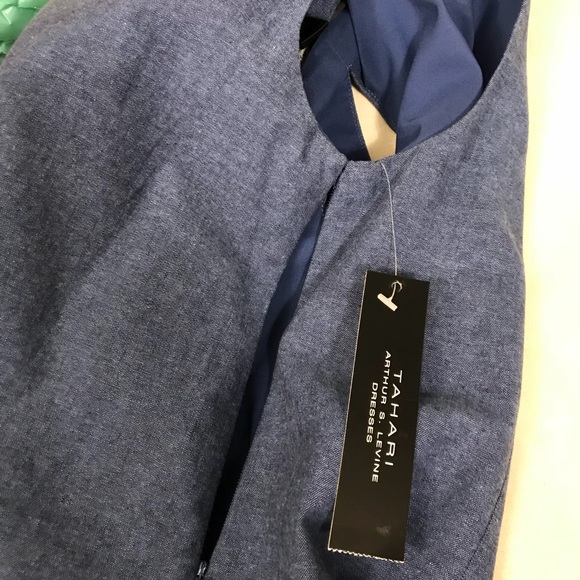 NWT Tahari Arthur S Levine Denim Blue Dress Sz 4 - Picture 6 of 8